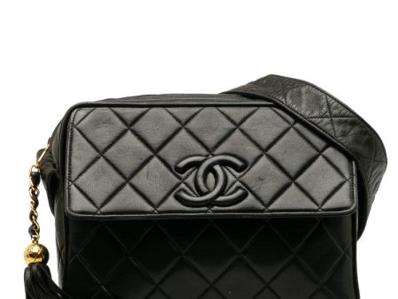 CHANEL Vintage Tassel Flap Shoulder Bag in Lambskin Black Online now