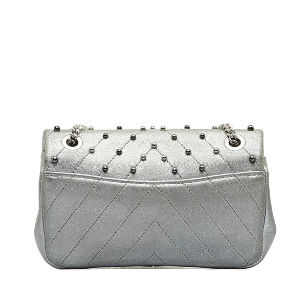 Chanel V Stitch Cocomark Chain Shoulder Bag Silver Leather Supply