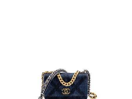 Chanel 19 Wallet on Chain Denim Blue Multicolour Hardware (Microchip) Online