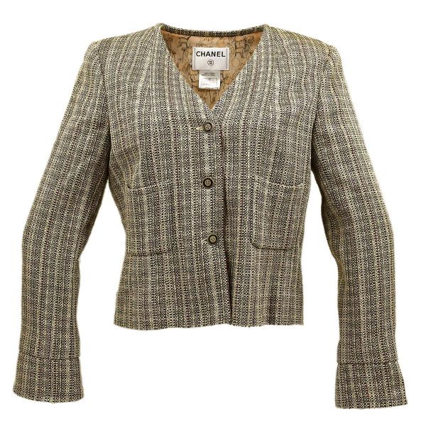 Chanel Collarless Jacket Beige 03P #44 on Sale