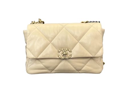 Lambskin Quilted Large Chanel 19 Flap Beige Supply