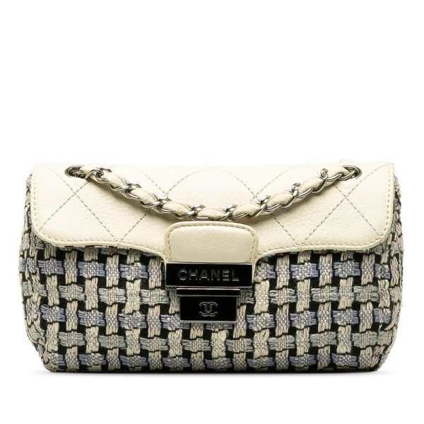 CHANEL Wild Stitch Flap Bag in Tweed Wool White Blue Online now