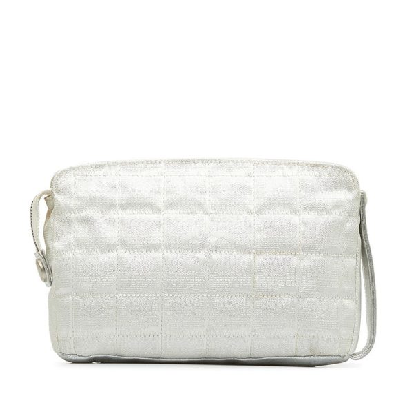 Chanel New Label Line Porch ilver White Nylon Leather  CHANEL Online now