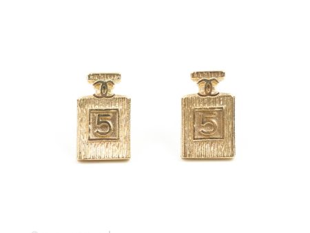 Chanel CC No5 Parfum Earrings Gold Tone 20C For Discount