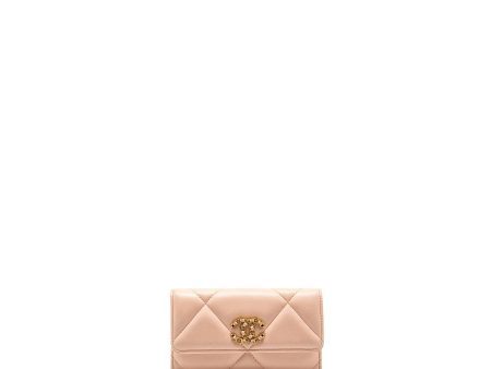 Chanel 19 Long Flap Wallet Lambskin Pink GHW (Microchip) For Discount