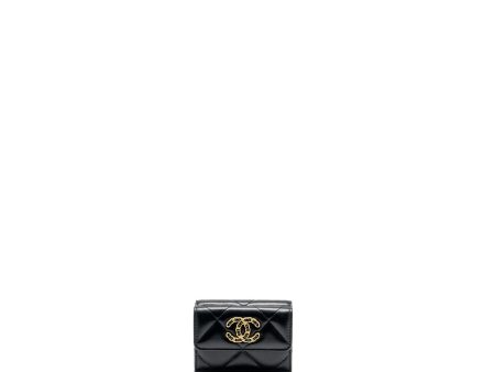 Chanel 19 compact wallet lambskin black GHW (microchip) Supply