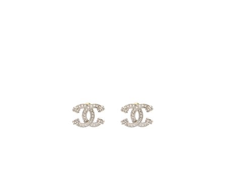 Chanel Knot CC Logo Earrings Crystal Silver Tone Online Hot Sale