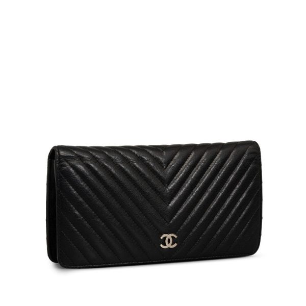 Chanel Chevron Cocomark V titch Long Wallet Black Silver   CHANEL Discount