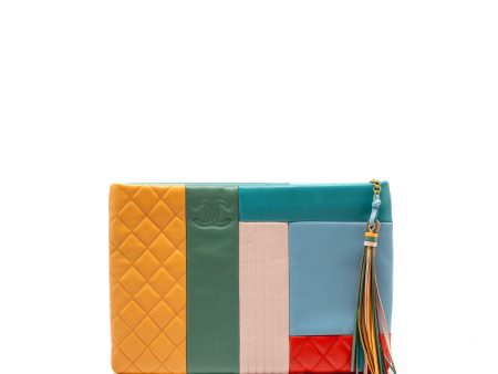 Chanel 17C Large Colourblock O-Case Clutch Lambskin Multicolour GHW on Sale