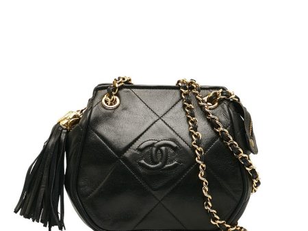 Chanel Vintage Cocomark Mattress Tassel Chain houlder Bag Pocket Black  Lady Chanel Hot on Sale