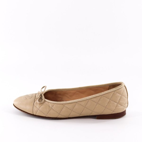 Chanel Nude Classic Grained Leather CC Flats Discount