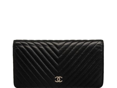 Chanel Chevron Cocomark V titch Long Wallet Black Silver   CHANEL Discount