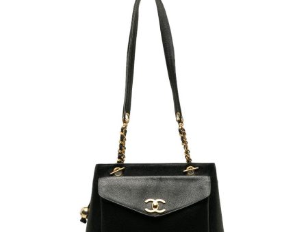 Chanel Vintage Shoulder Bag in Caviar Leather Black For Sale