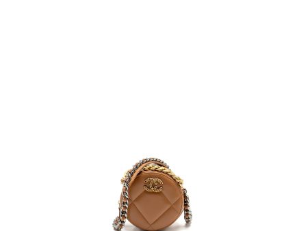 Chanel 19 Round Clutch with Chain Lambskin Caramel Multicolour Hardware (microchip) Online