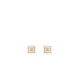 Chanel Square and CC logo earrings white gold tone Cheap