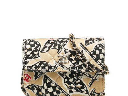 Chanel Checker Flag Year-End  Mini Chain houlder Bag Beige Multicolor Canvas  CHANEL Sale