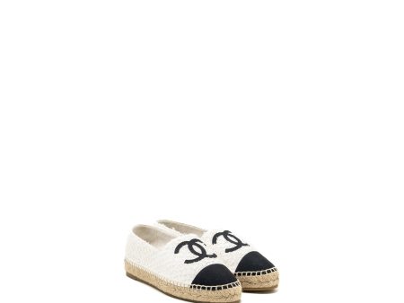 Chanel size 40 espadrilles cotton tweed white   black Online Hot Sale