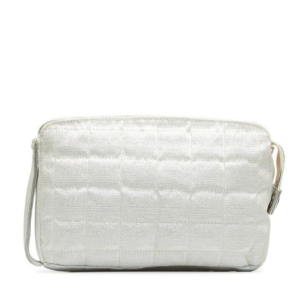 Chanel New Label Line Porch ilver White Nylon Leather  CHANEL Online now