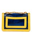 Vintage Chanel Maxi Flap Bag Yellow Blue Quilted Patent Leather Gold Hardware Sale