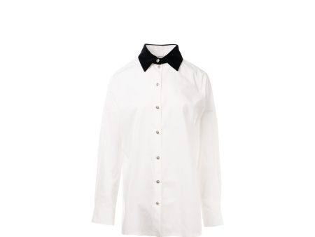 Chanel 22B Size 38 Blouse Shirt Cotton  Silk White   Black Discount