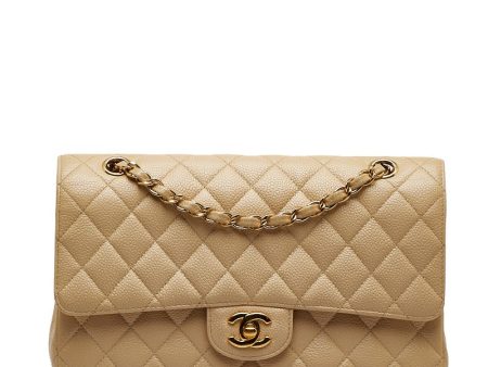 Chanel Matrases 25 Double Flat Chain houlder Bag Beige Caviar S  Chanel For Sale