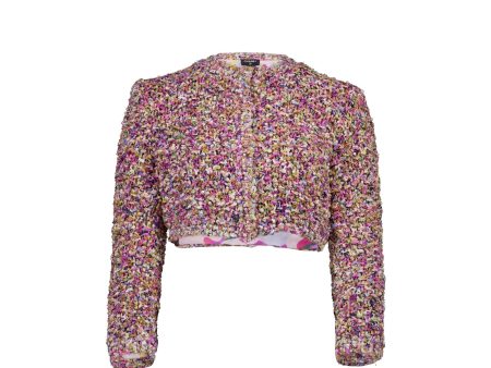 Chanel 21p Size 34 Cardigan Cotton Silk Pearl Purple Multicolour Cheap