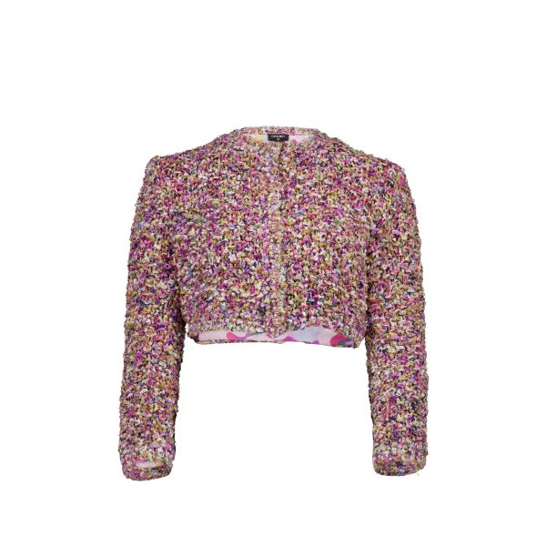 Chanel 21p Size 34 Cardigan Cotton Silk Pearl Purple Multicolour Cheap