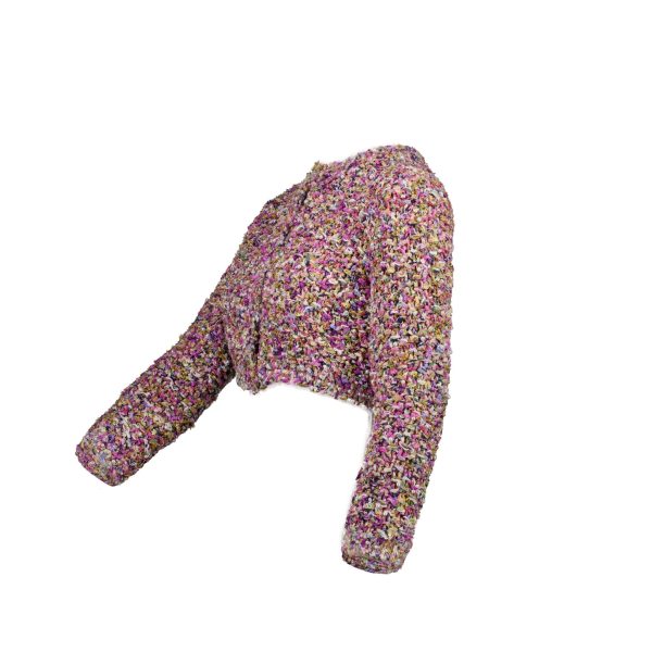 Chanel 21p Size 34 Cardigan Cotton Silk Pearl Purple Multicolour Cheap