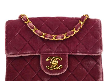 Chanel * 1994-1996 Pink Purple Velvet Mini Classic Square Flap Shoulder Bag 17 Sale