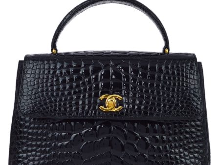 Chanel * 1996-1997 Black Crocodile Kelly 25 For Cheap