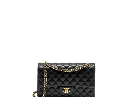 Chanel  Medium Classic Double  Flap Bag Lambskin Black GHW Hot on Sale