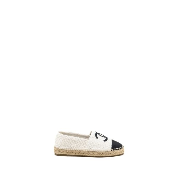 Chanel size 40 espadrilles cotton tweed white   black Online Hot Sale