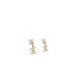 Chanel Triple CC logo drop earrings light gold tone Online Sale