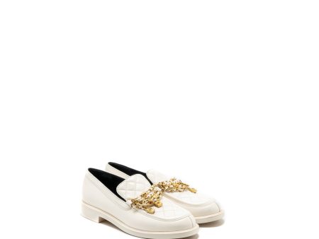 Chanel Size 39 loafer with charm leather white GHW Online