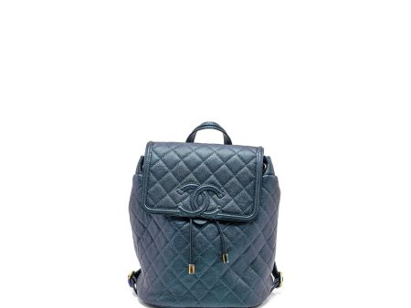 Chanel 18b Filigree Backpack Caviar Iridescent Dark Turquoise Multicolour Hardware Online