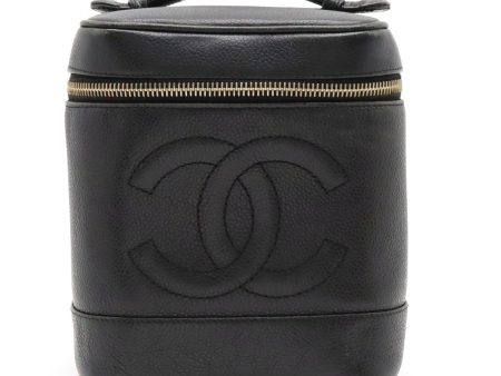 CHANEL CHANEL Caviar S Cocomark Vanity Bag Handbag Cosmetic Bag Cosmetic Leather Black Gold  A01998 Supply