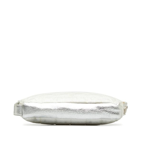 Chanel New Label Line Porch ilver White Nylon Leather  CHANEL Online now