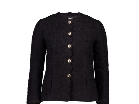 Chanel 20k Size 34 Jacket Wool Silk Black Fashion