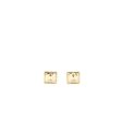 Chanel Square CC Logo Earrings Light Gold Tone For Sale