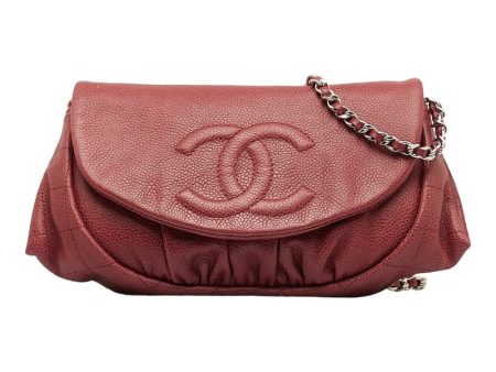 Chanel Cocomark Half Moon Chain houlder Bag Wine Red Caviar S  CHANEL For Cheap