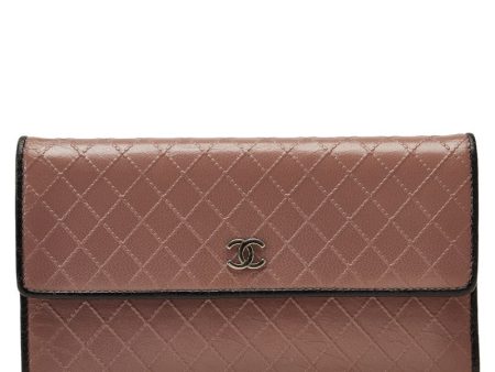 Chanel Cocomark Long Wallet Twin Foldable Wallet Pink Leather Lady CHANEL Online