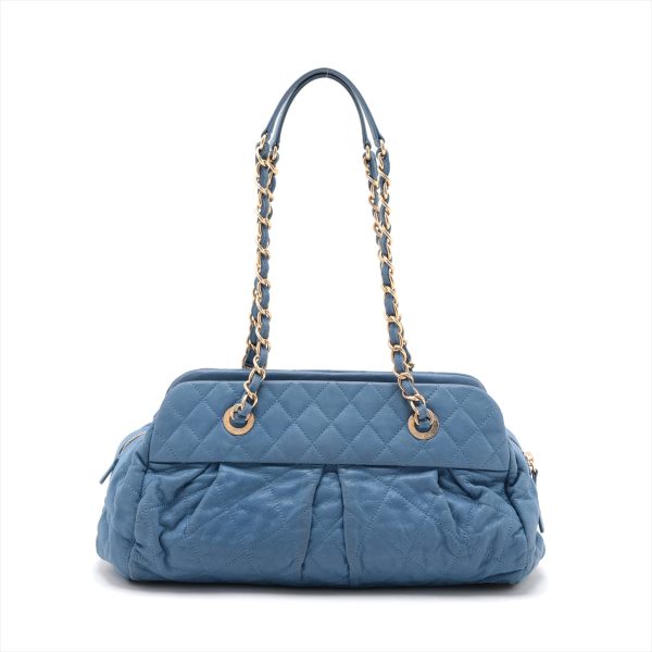 Chanel Matrasse  Leather Chain Handbag  Blue Gold  15th Online Hot Sale