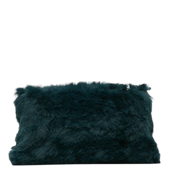 CHANEL Chain Shoulder Bag in Rabbit Fur Green on Sale