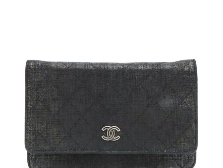 Chanel Matrasse  Canvas Chain Wallet Black Silver Gold  19th Discount