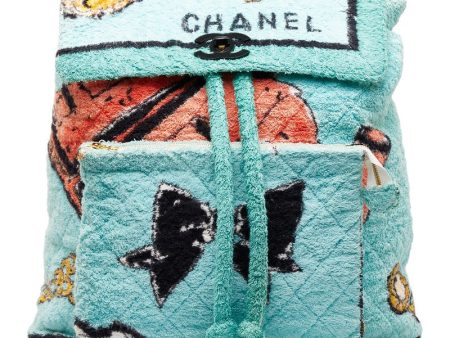 Chanel Pillage Rucksack Backpack Green Multicolor Cotton Lady Chanel Online Sale