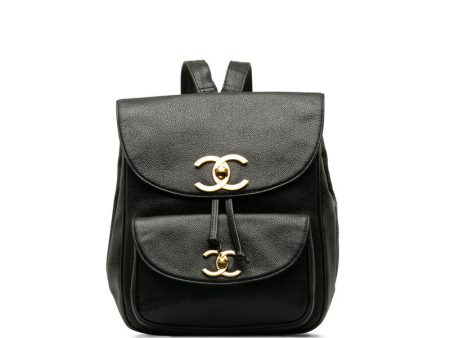 Chanel Vintage Decacoco Cocomark Rucksack Black Caviar   CHANEL For Discount