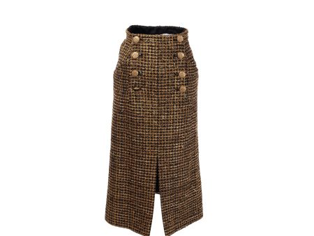 Chanel size 34 18A tweed long skirt gold   black Online Sale