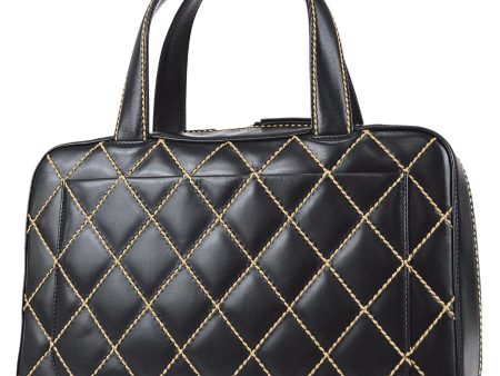 Chanel Wild Stitch Handbag Black Calfskin Discount