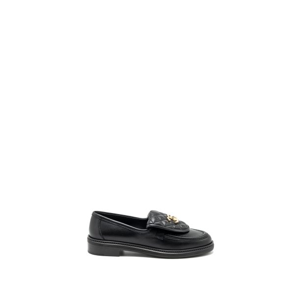 Chanel size 38 Quilted CC logo loafer black LGHW For Cheap