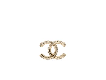 Chanel CC Logo Brooch Metal Strass Silver Tone on Sale